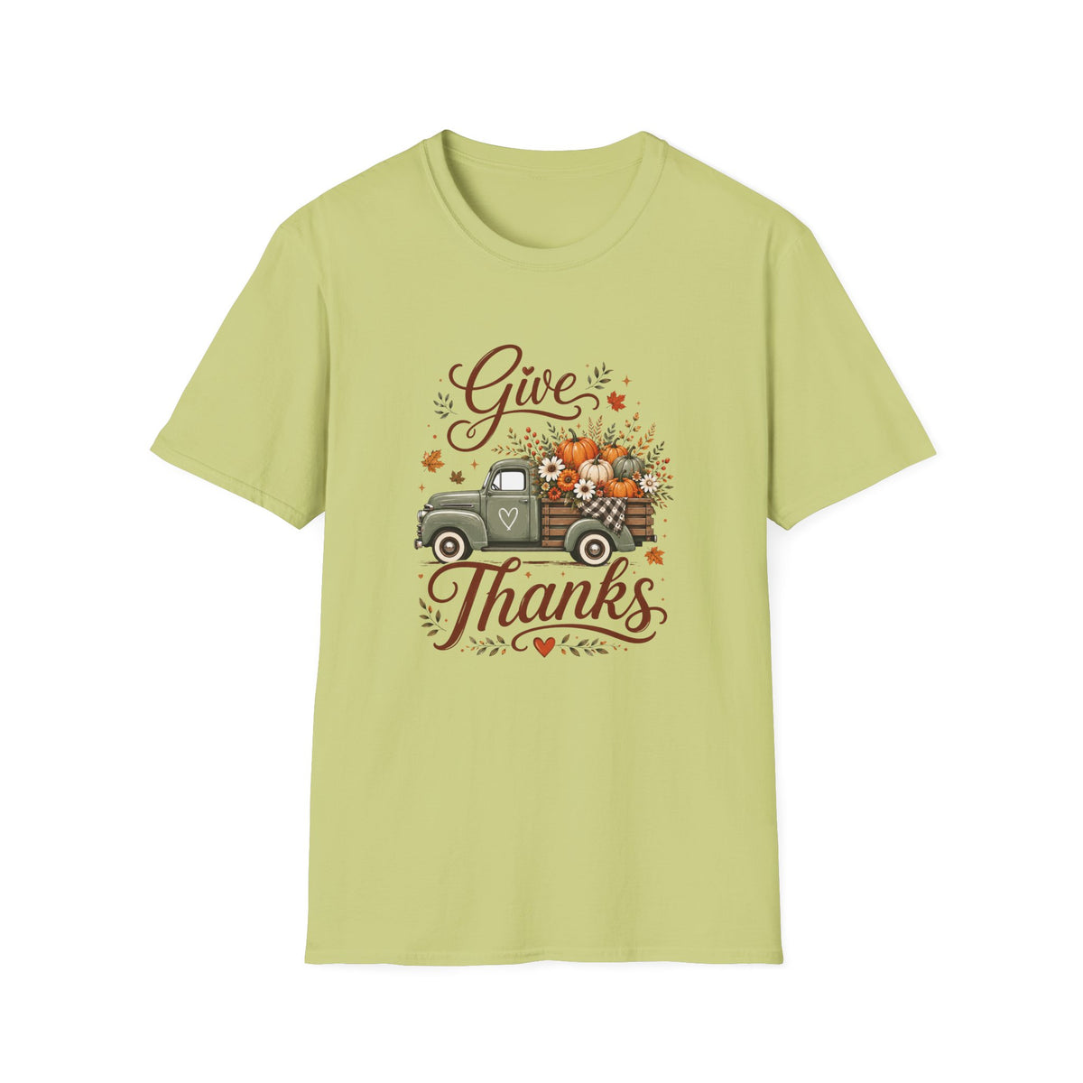 Give Thanks Fall Truck T-Shirt — Pumpkin Harvest Autumn Tee