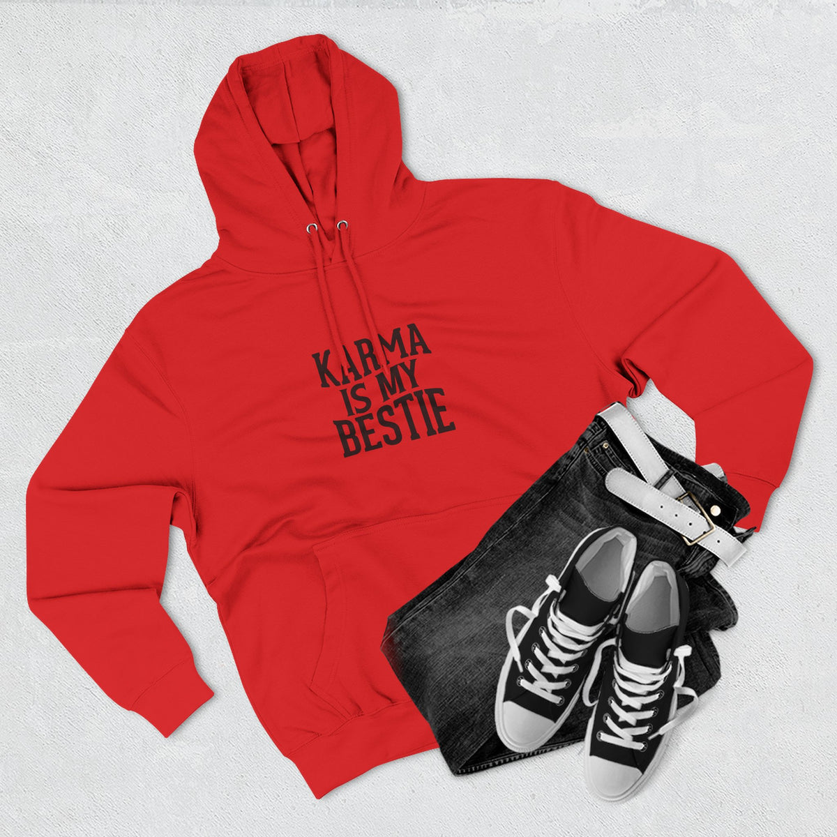 Karma Is My Bestie Graphic Pullover Hoodie