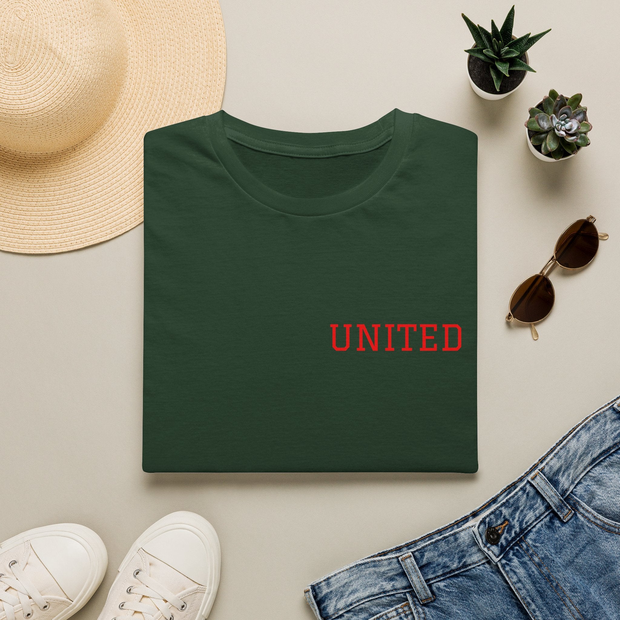 United American Flag T-Shirt — Patriotic Gift for Him Red Chest Graphic Tee