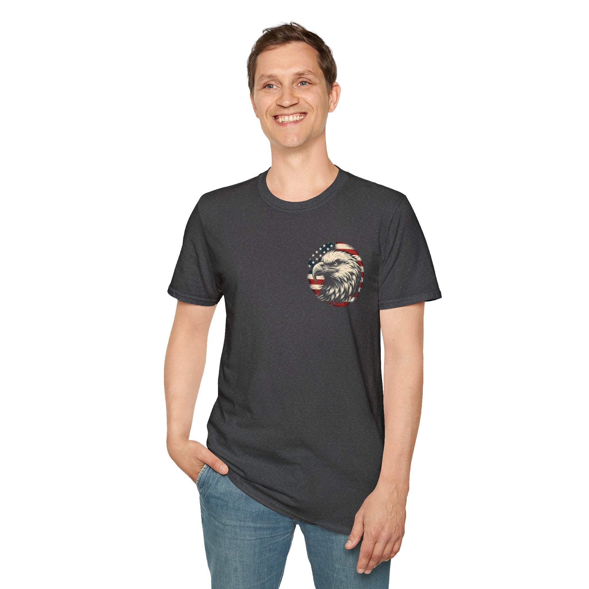 Patriotic Bald Eagle T-Shirt — American Flag Gift for Him Fourth of July Graphic Tee