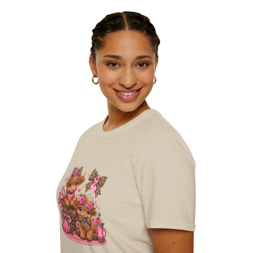 Breast Cancer Awareness Highland Cow T-Shirt