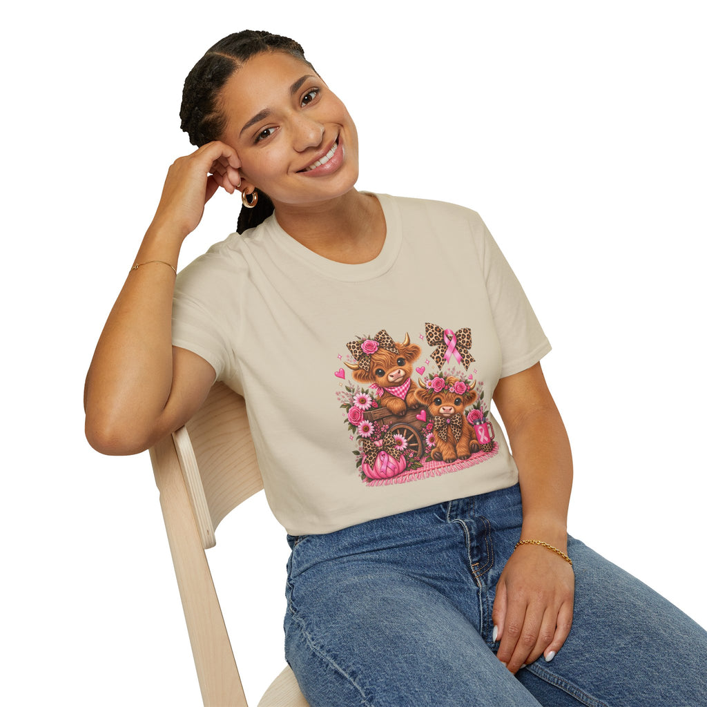 Breast Cancer Awareness Highland Cow T-Shirt