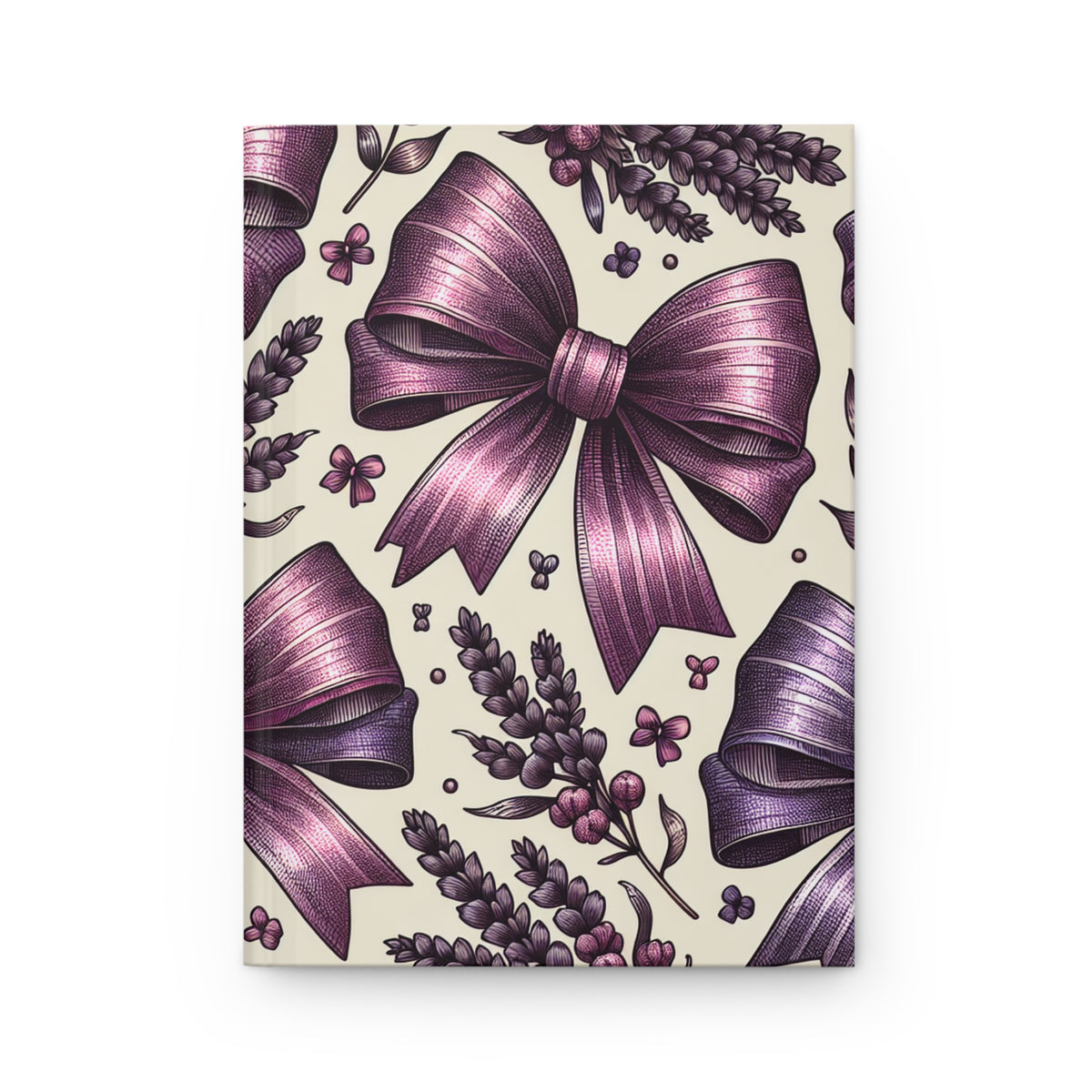 Lavender Bow Hardcover Journal — Floral Ribbon Notebook for Gifts & Journaling