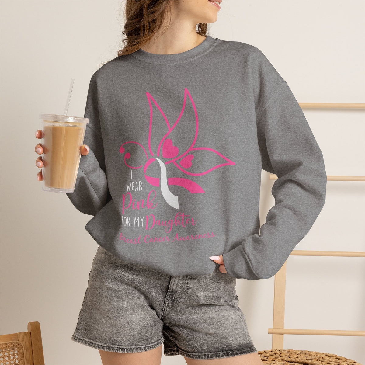 I Wear Pink for My Daughter Breast Cancer Sweatshirt