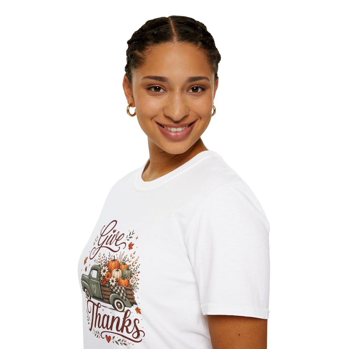 Give Thanks Fall Truck T-Shirt — Pumpkin Harvest Autumn Tee