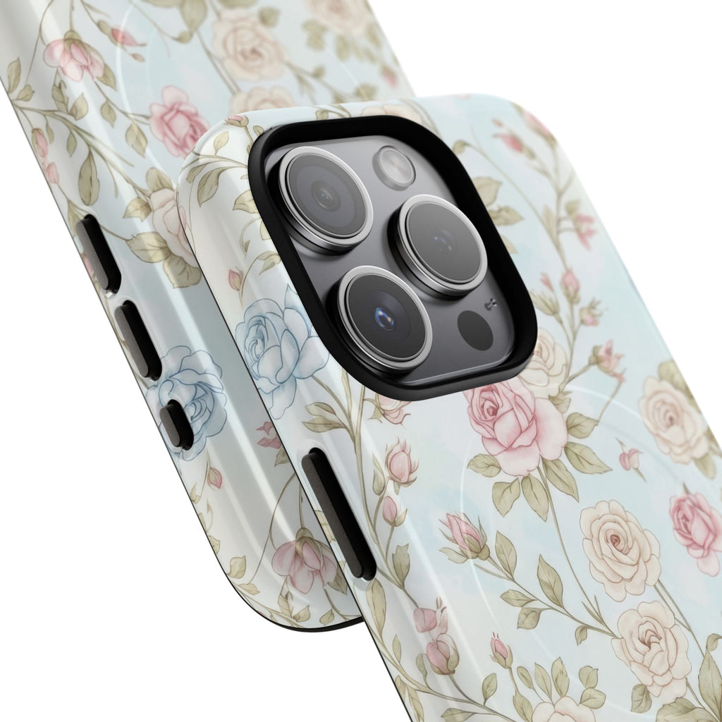 Vintage Floral Rose Magnetic iPhone Case — MagSafe Tough Protective Cover