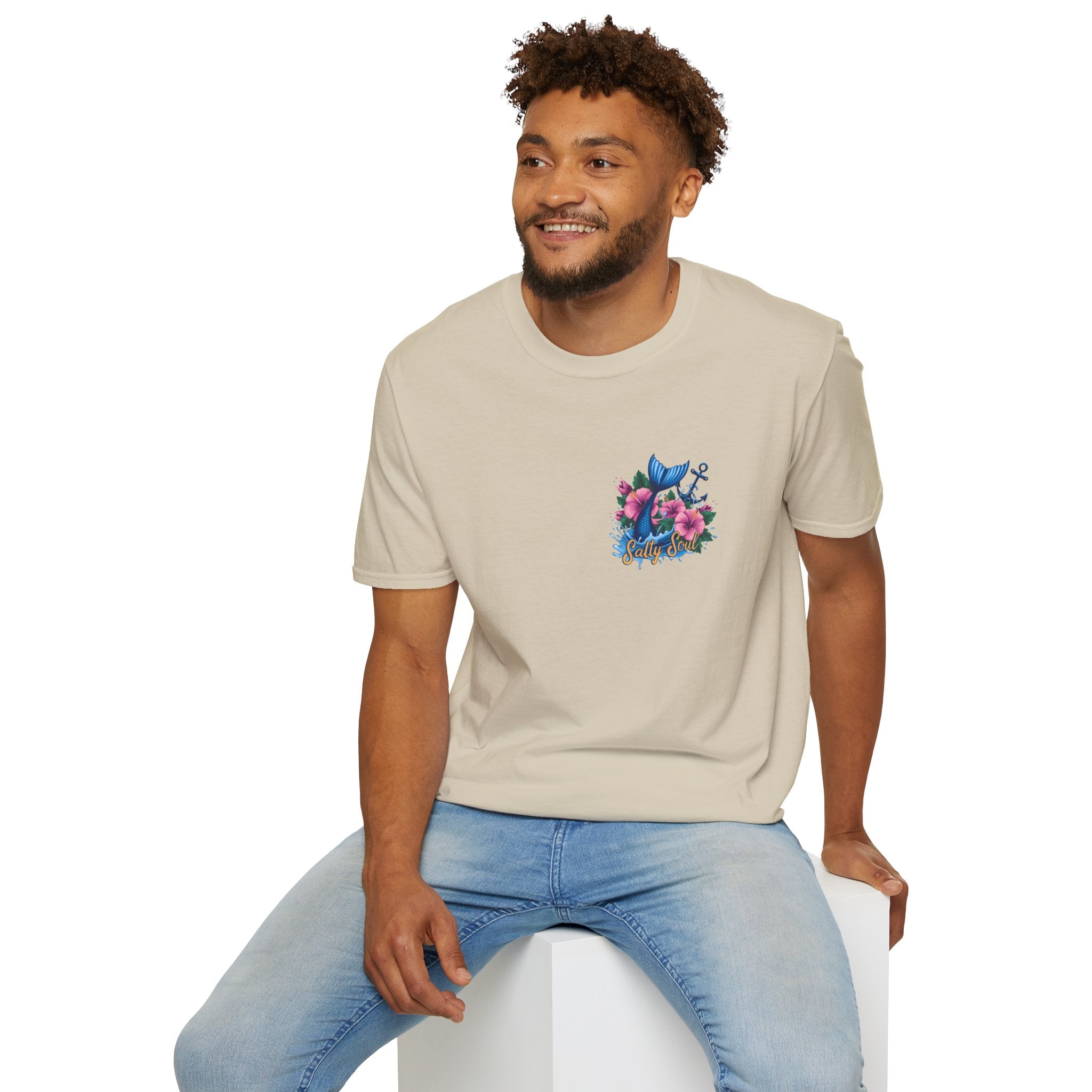 Salty Soul Mermaid Anchor Floral T-Shirt — Cute Beach Gift for Women Nautical Tee