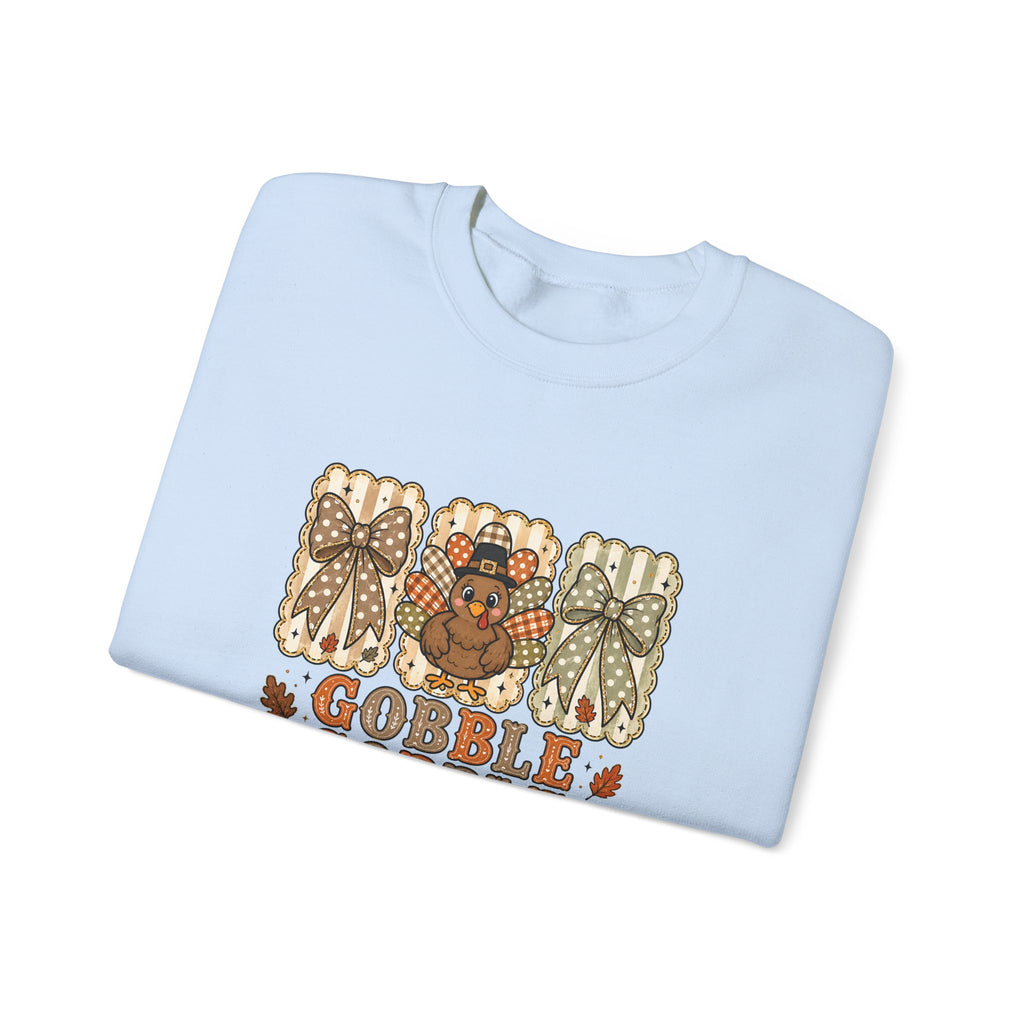 Thanksgiving Crewneck Sweatshirt — "Gobble Gobble 'til You Wobble" Turkey Design