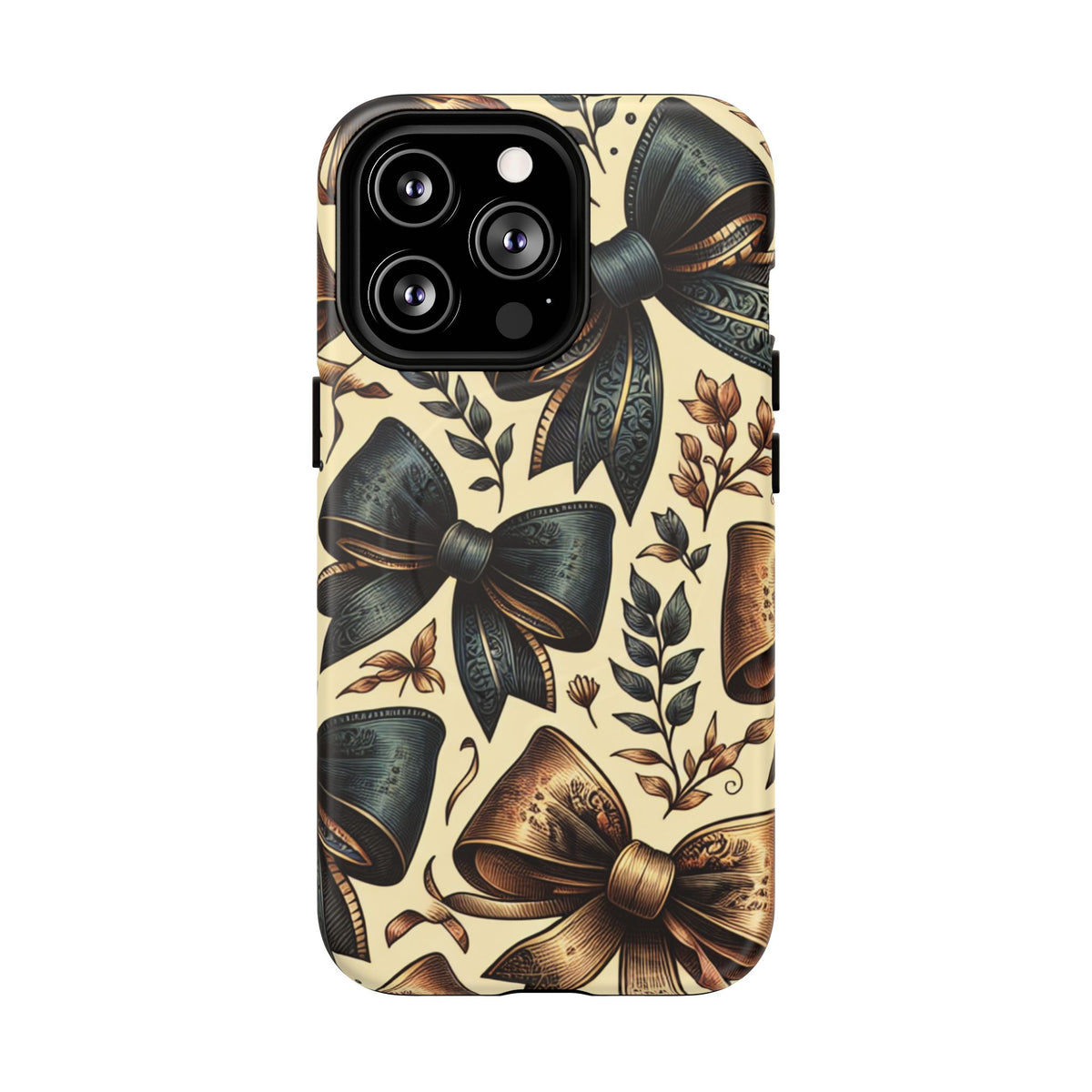 Bow Pattern Tough Magnetic Phone Case — Vintage Ribbon Floral Design