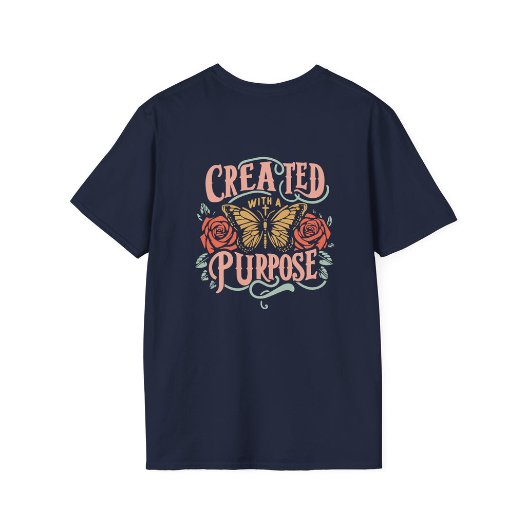Created with a Purpose Butterfly T-Shirt Faith Graphic Tee