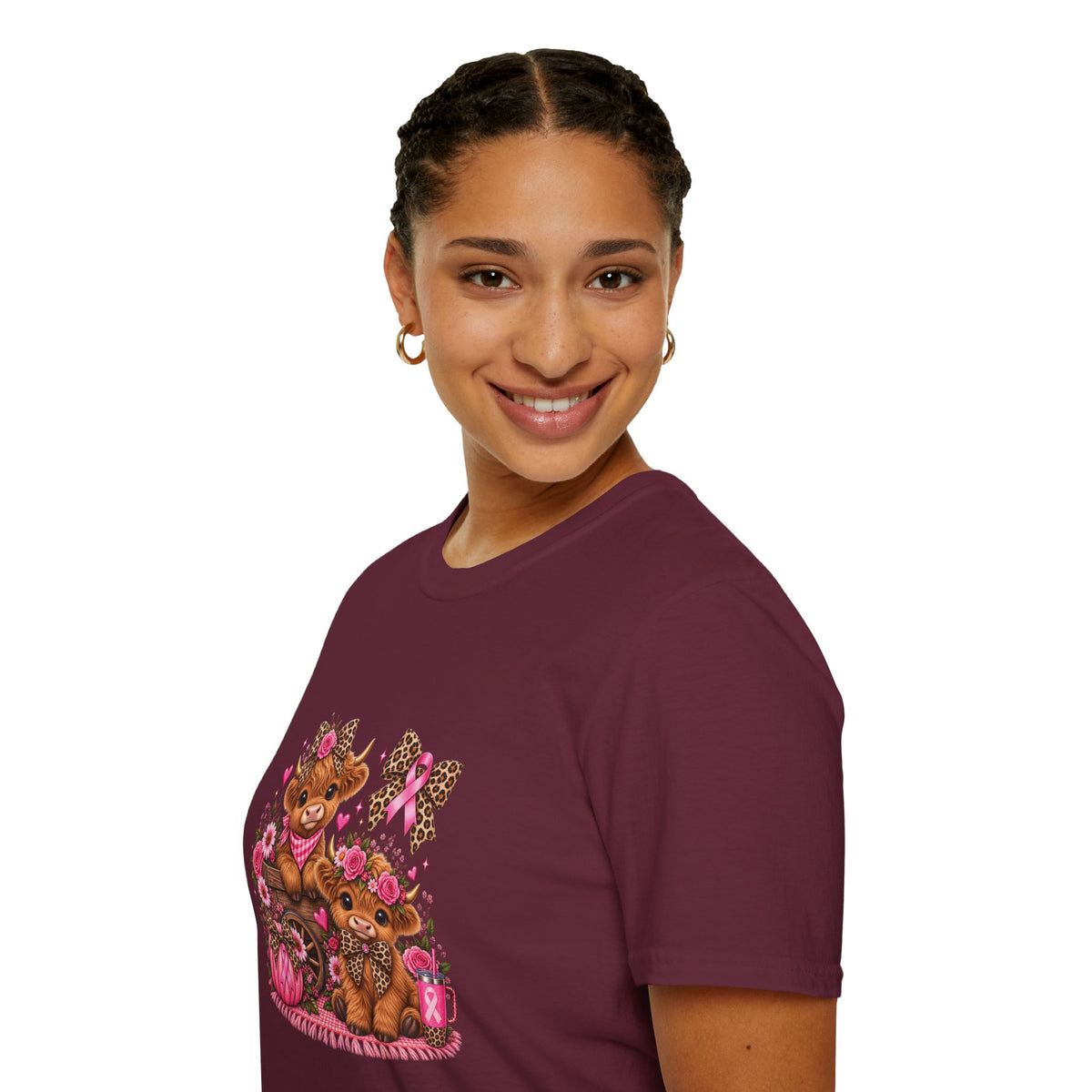 Breast Cancer Awareness Highland Cow T-Shirt