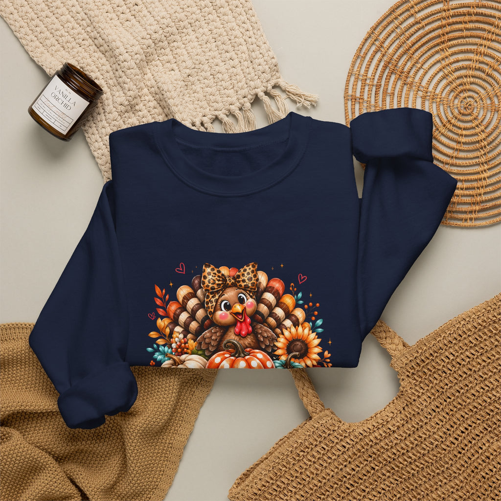 Sweatshirt — "Give Thanks" Autumn Turkey & Pumpkin Thanksgiving Crewneck
