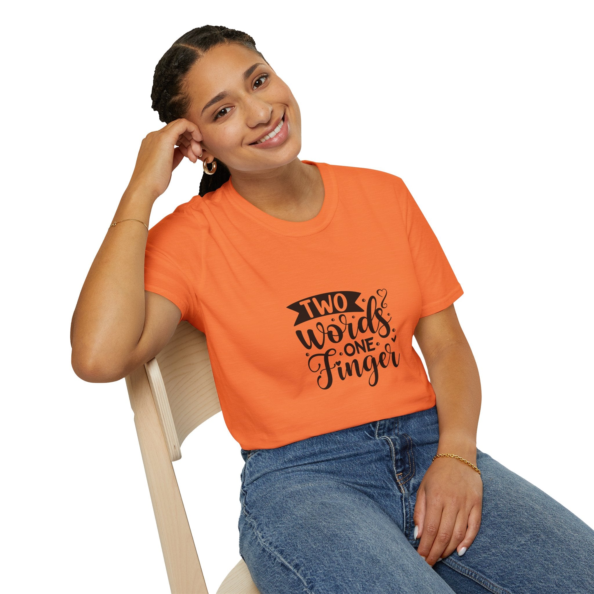 Graphic Tee — "Two Words One Finger" Funny T-Shirt