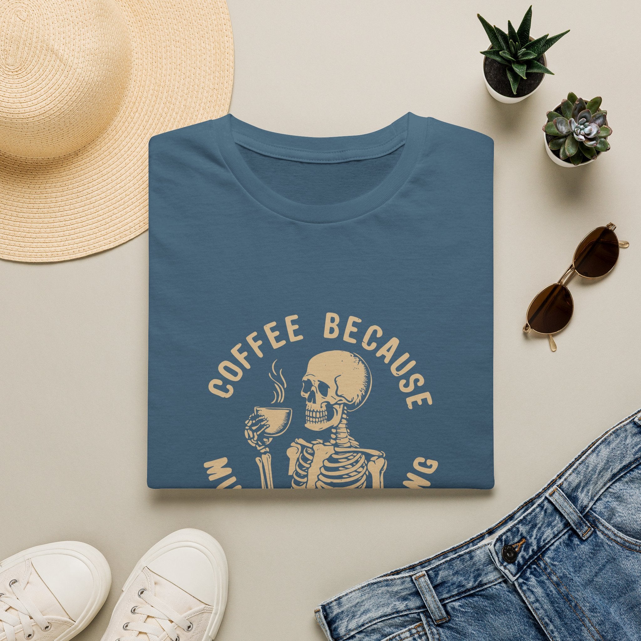 Coffee Because Murder Is Wrong Skull T-Shirt — Funny Dark Humor Gift for Her Graphic Tee