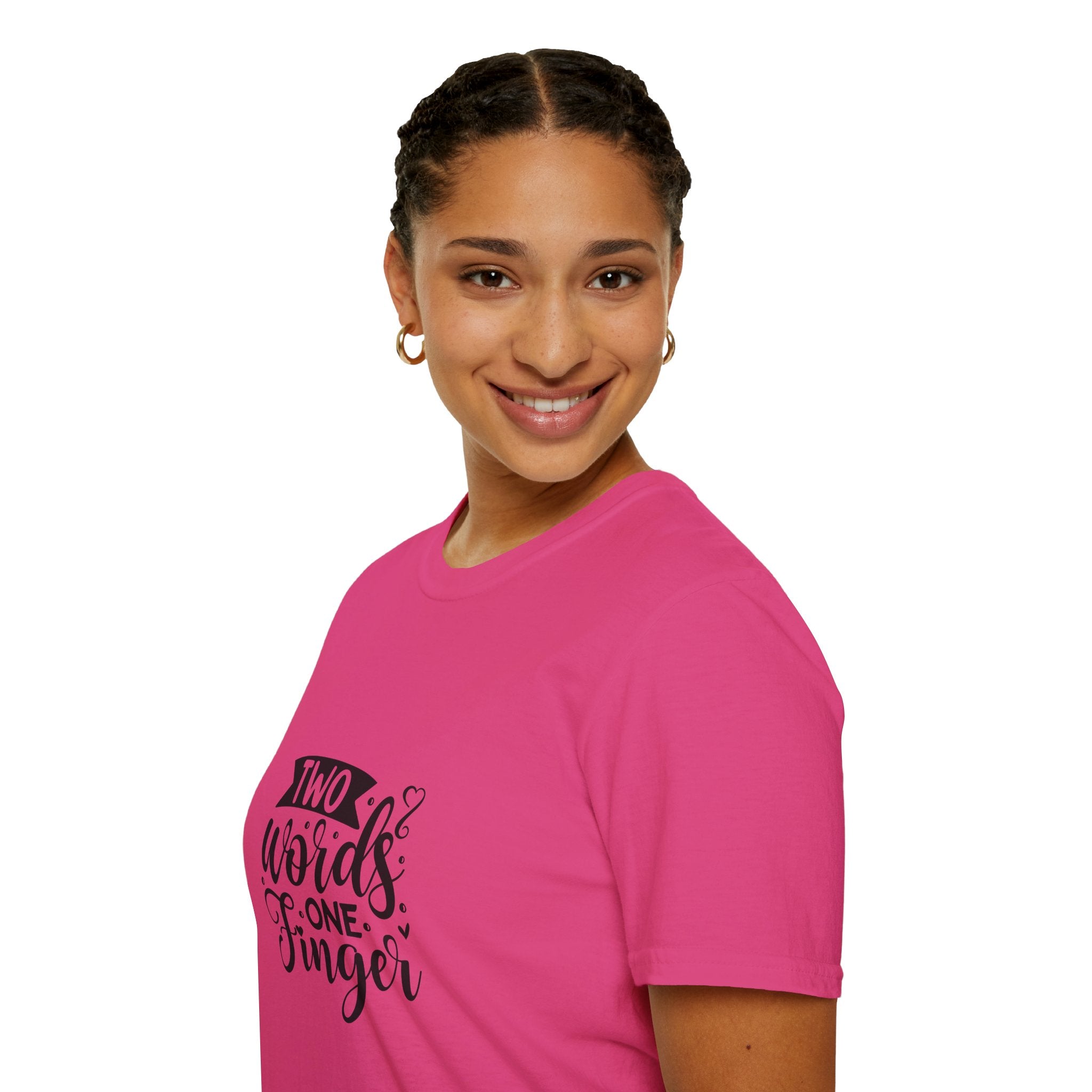 Graphic Tee — "Two Words One Finger" Funny T-Shirt