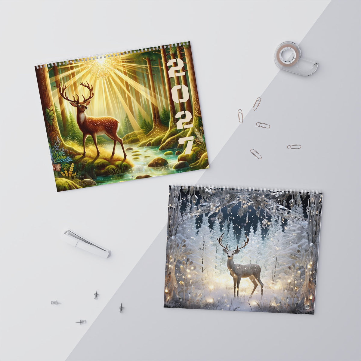 2027 Deer Art Wall Calendar — Scenic Forest & Moonlit Wildlife Monthly Planner