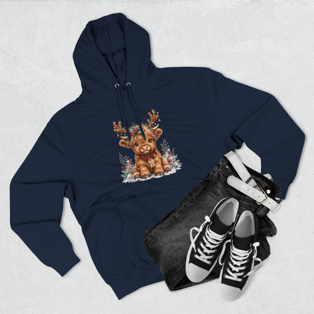 Cute Reindeer Fleece Hoodie - Christmas Woodland Holiday Sweatshirt
