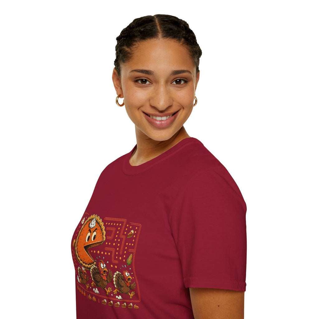 Retro Pie Monster T-Shirt — Funny Pac-Maze Dessert Gamer Tee