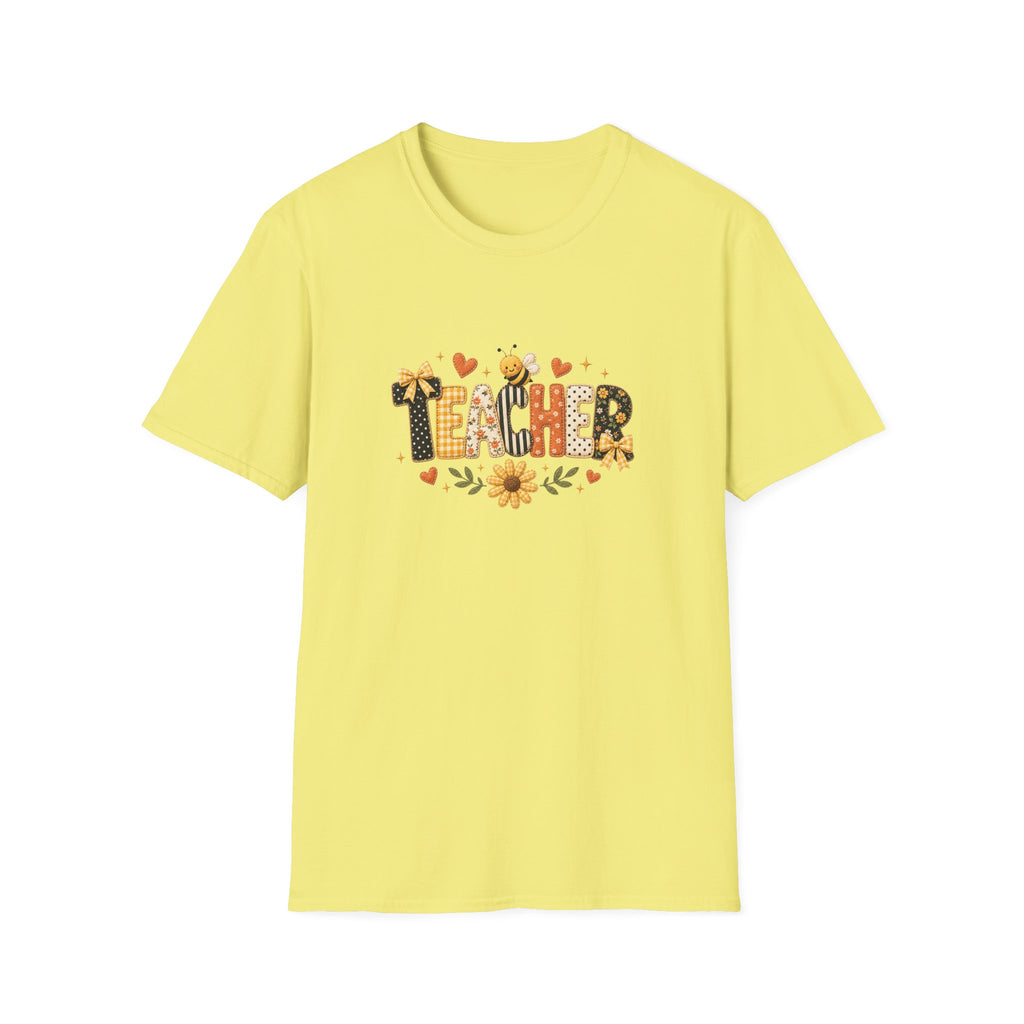 Teacher Floral Bee T-Shirt — Cute Back-to-School Gift for Teachers Graphic Tee