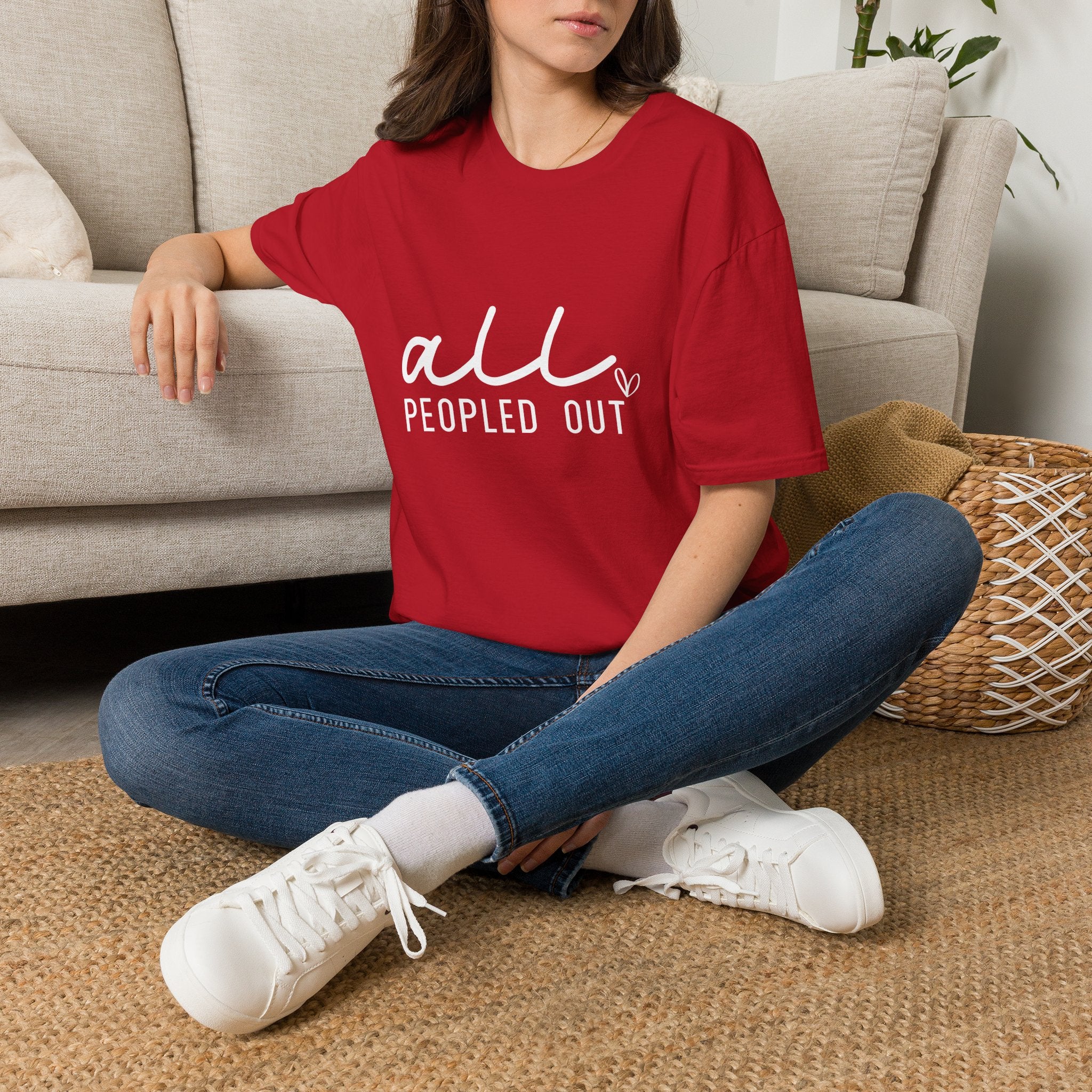 All Peopled Out T-Shirt — Funny Introvert Gift for Her Sarcastic Anti-Social Tee