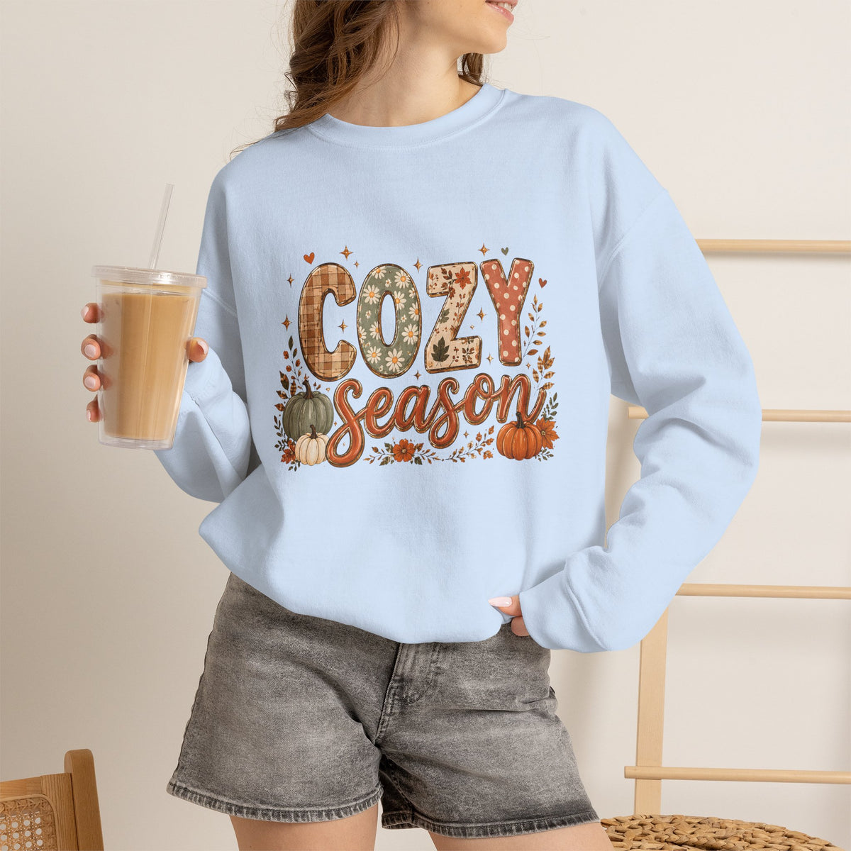 Cozy Season Autumn Pumpkin Crewneck Sweatshirt
