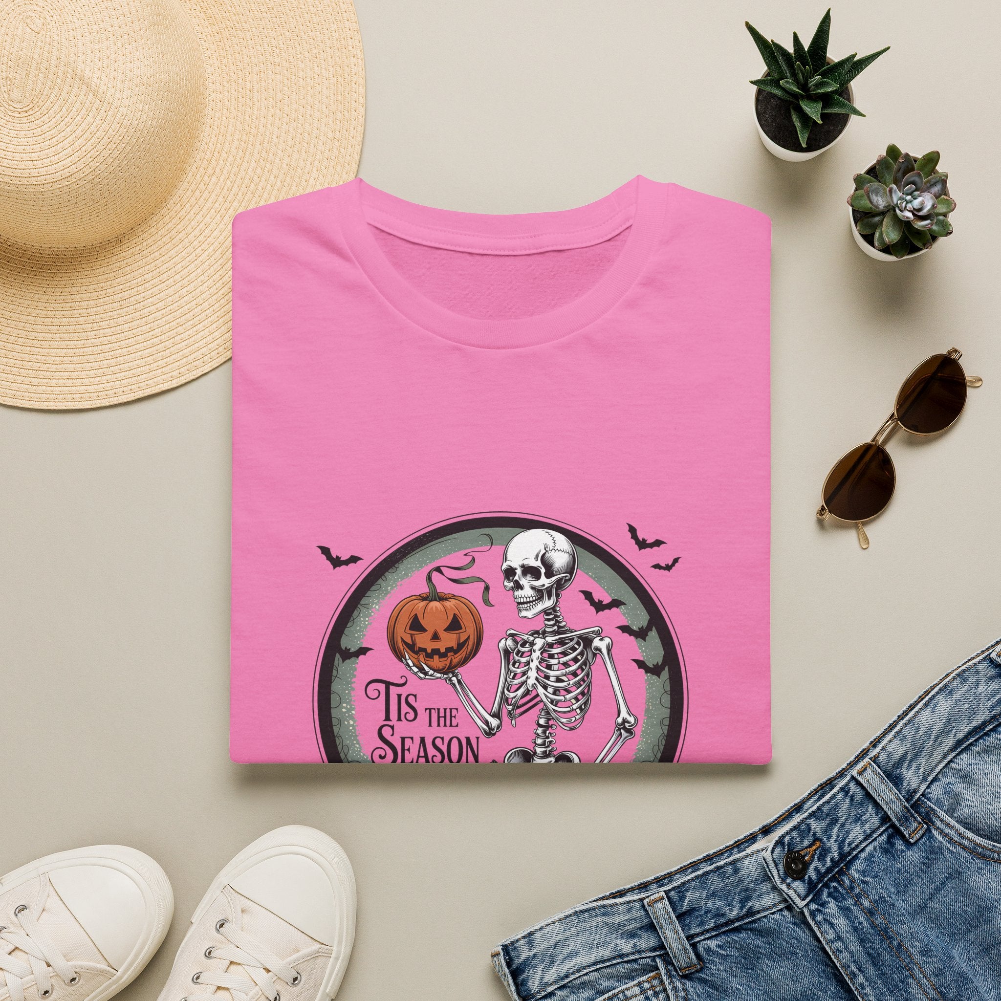 Tis the Season Skeleton Pumpkin T-Shirt — Funny Halloween Gift for Women Graphic Tee