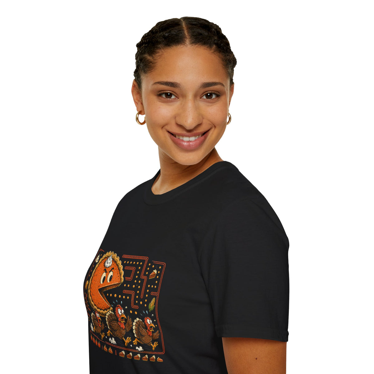 Retro Pie Monster T-Shirt — Funny Pac-Maze Dessert Gamer Tee