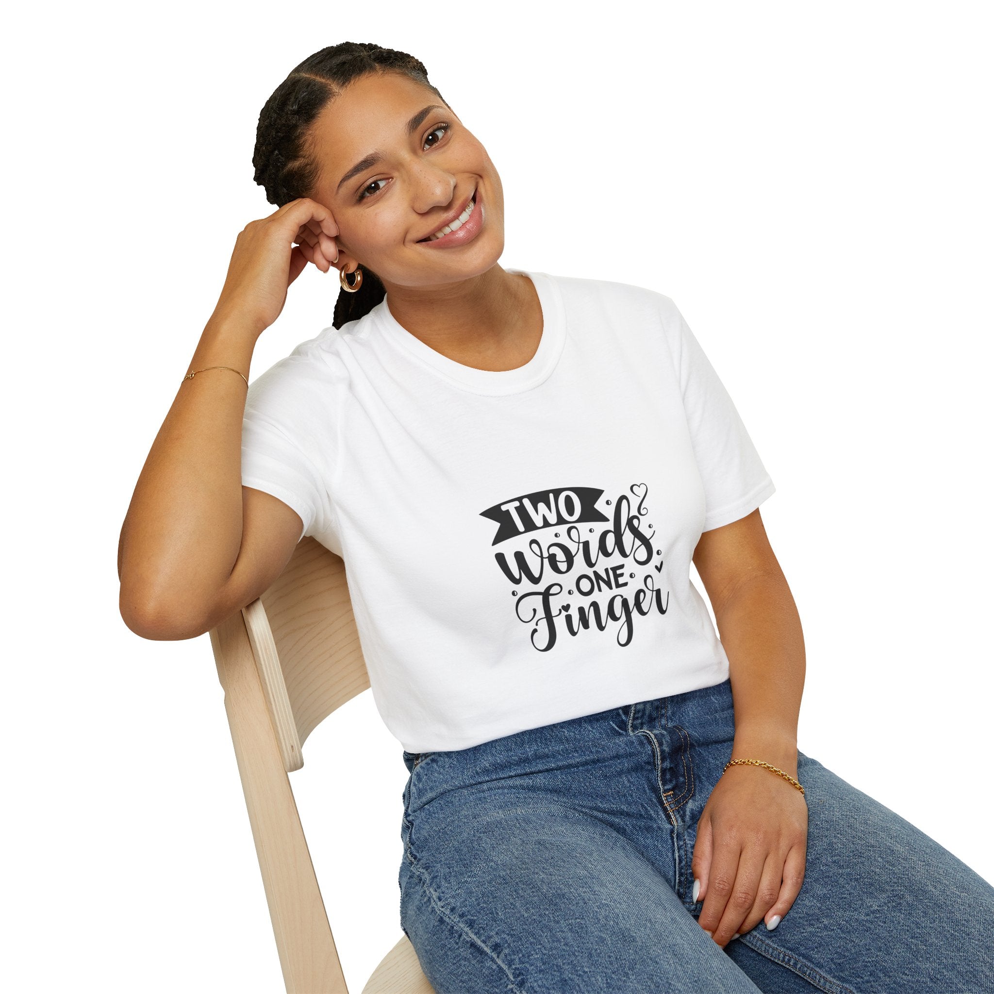 Graphic Tee — "Two Words One Finger" Funny T-Shirt