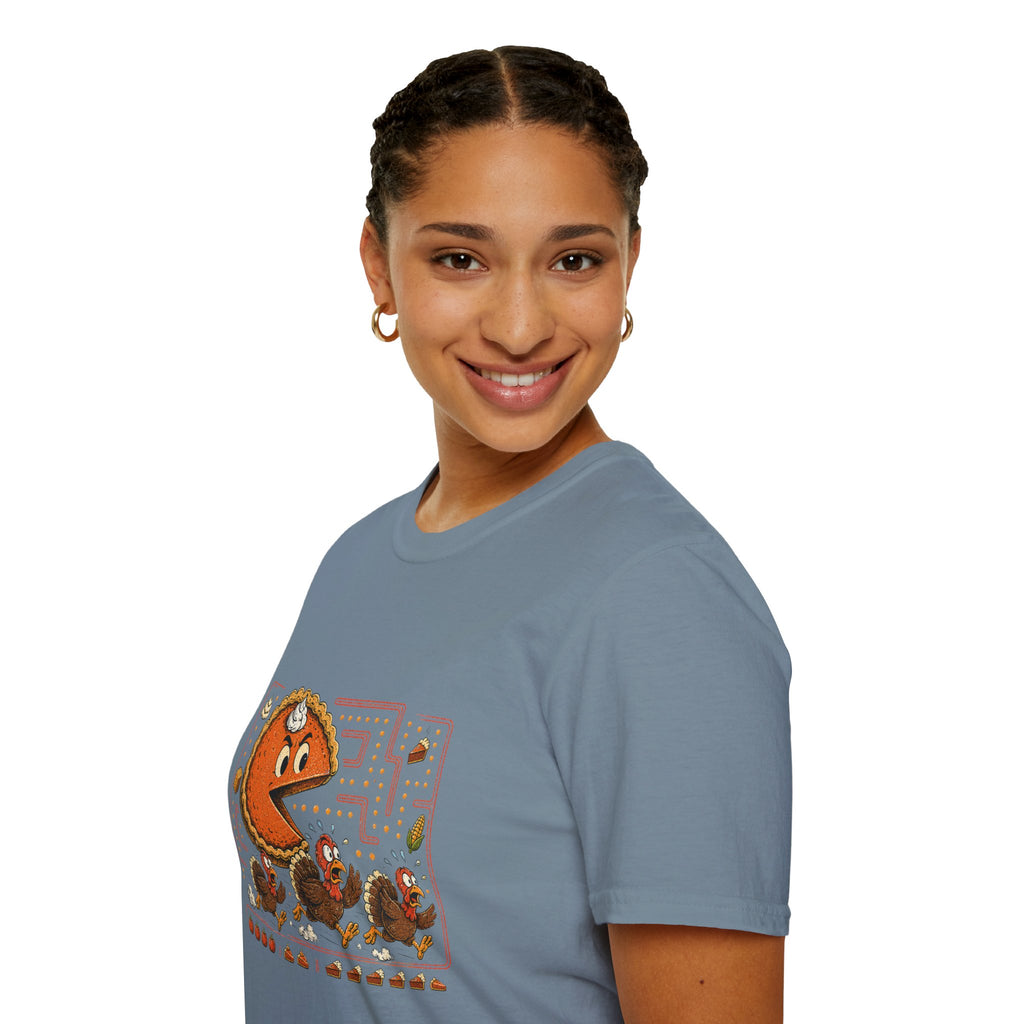 Retro Pie Monster T-Shirt — Funny Pac-Maze Dessert Gamer Tee