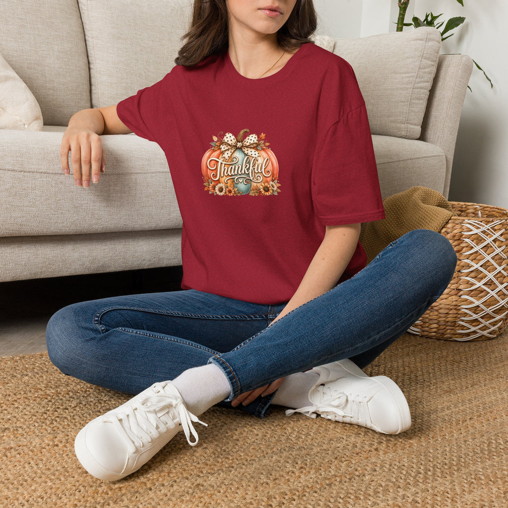 Thankful Pumpkin T-Shirt — Cute Fall Thanksgiving Gift for Women Graphic Tee