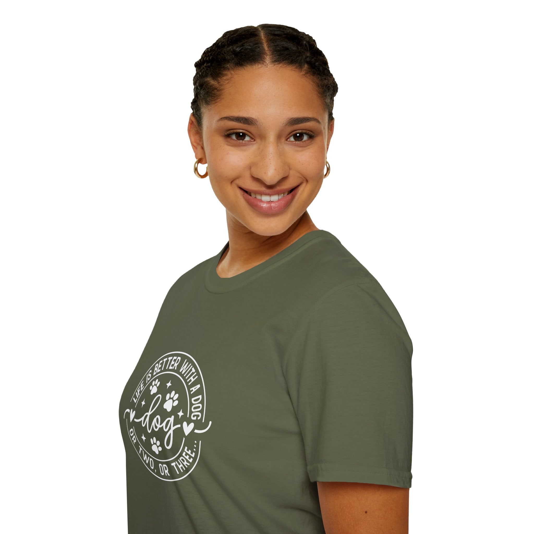 Life Is Better With a Dog T-Shirt — Funny Dog Lover Gift for Women Paw Print Tee