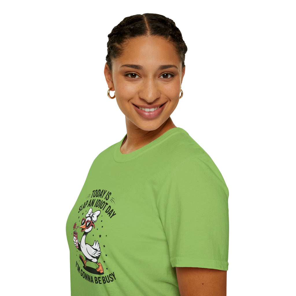 Today Is Slap An Idiot Day Duck T-Shirt — Funny Sarcastic Gift for Her Graphic Tee