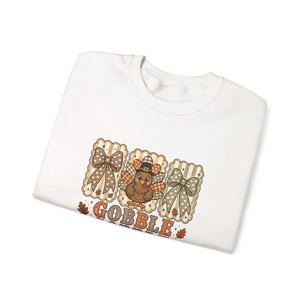Thanksgiving Crewneck Sweatshirt — "Gobble Gobble 'til You Wobble" Turkey Design