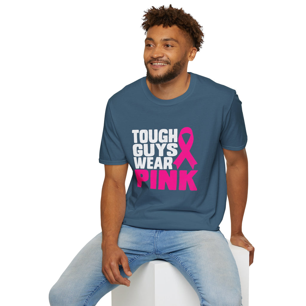 Tough Guys Wear Pink Breast Cancer Awareness T-Shirt Graphic Tee