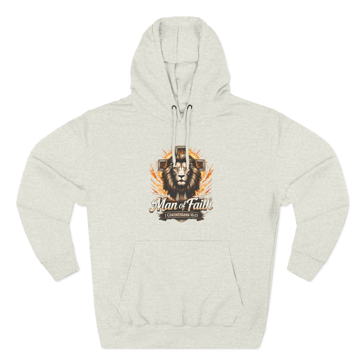 Man of Faith Lion Crest Graphic Fleece Pullover Hoodie