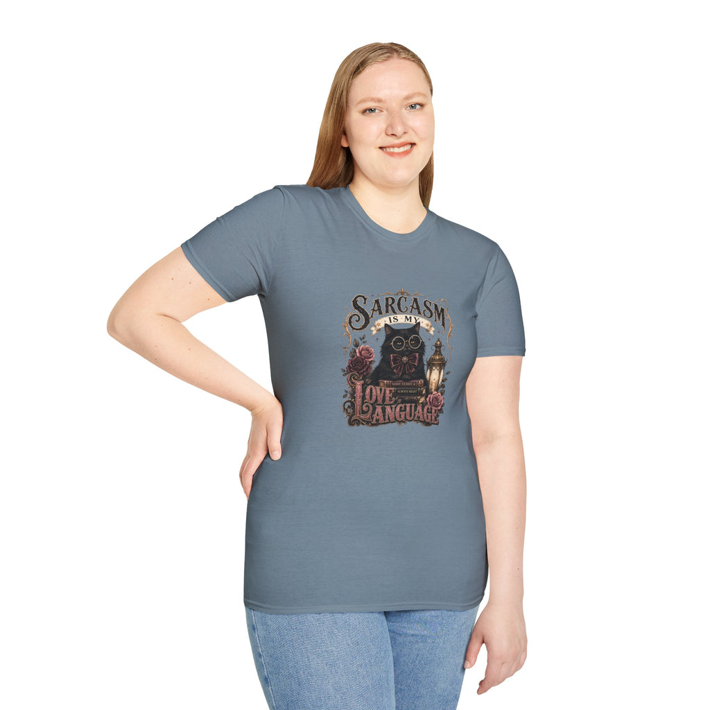 Sarcasm Is My Love Language Cat T-Shirt — Funny Gift for Her Vintage Graphic Tee