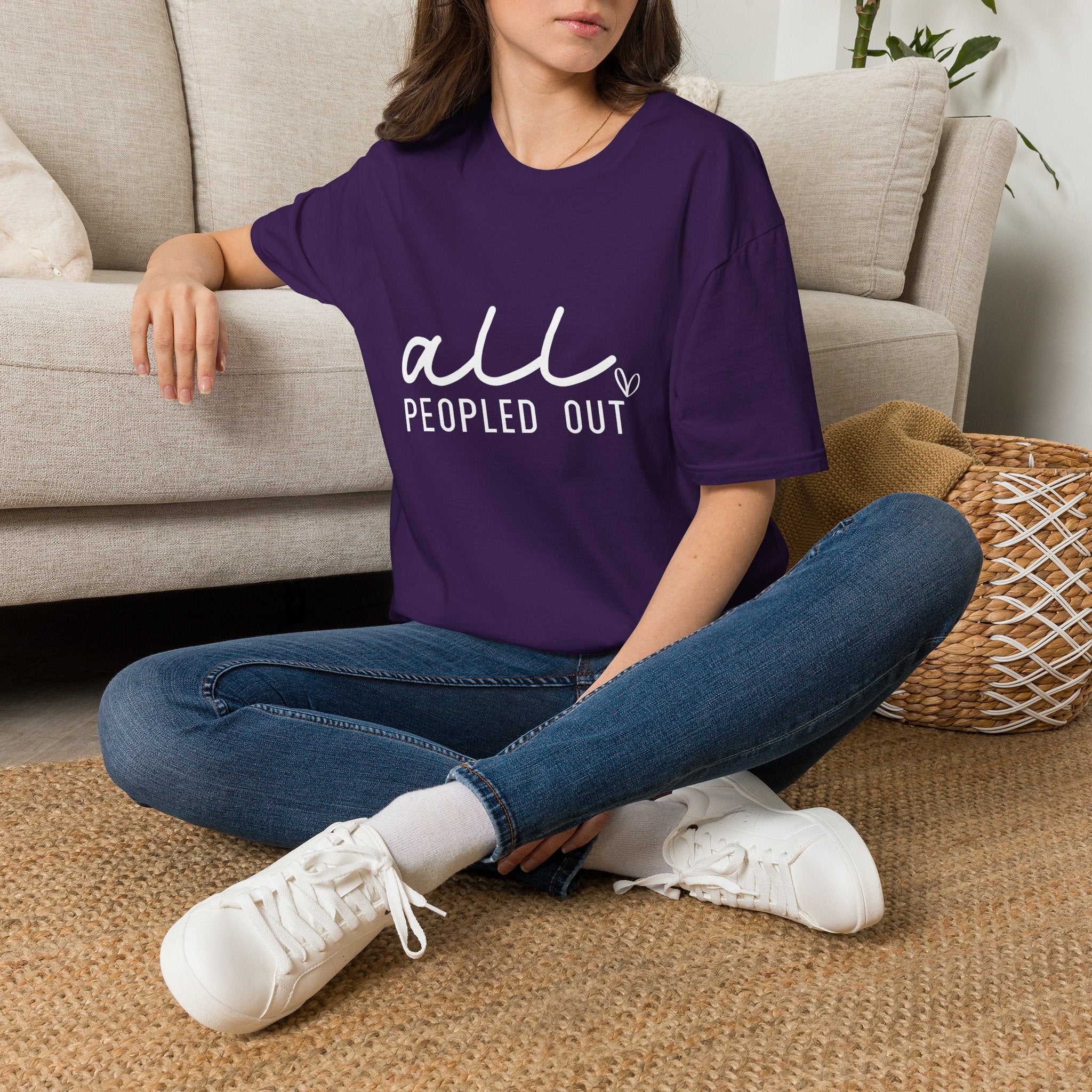 All Peopled Out T-Shirt — Funny Introvert Gift for Her Sarcastic Anti-Social Tee