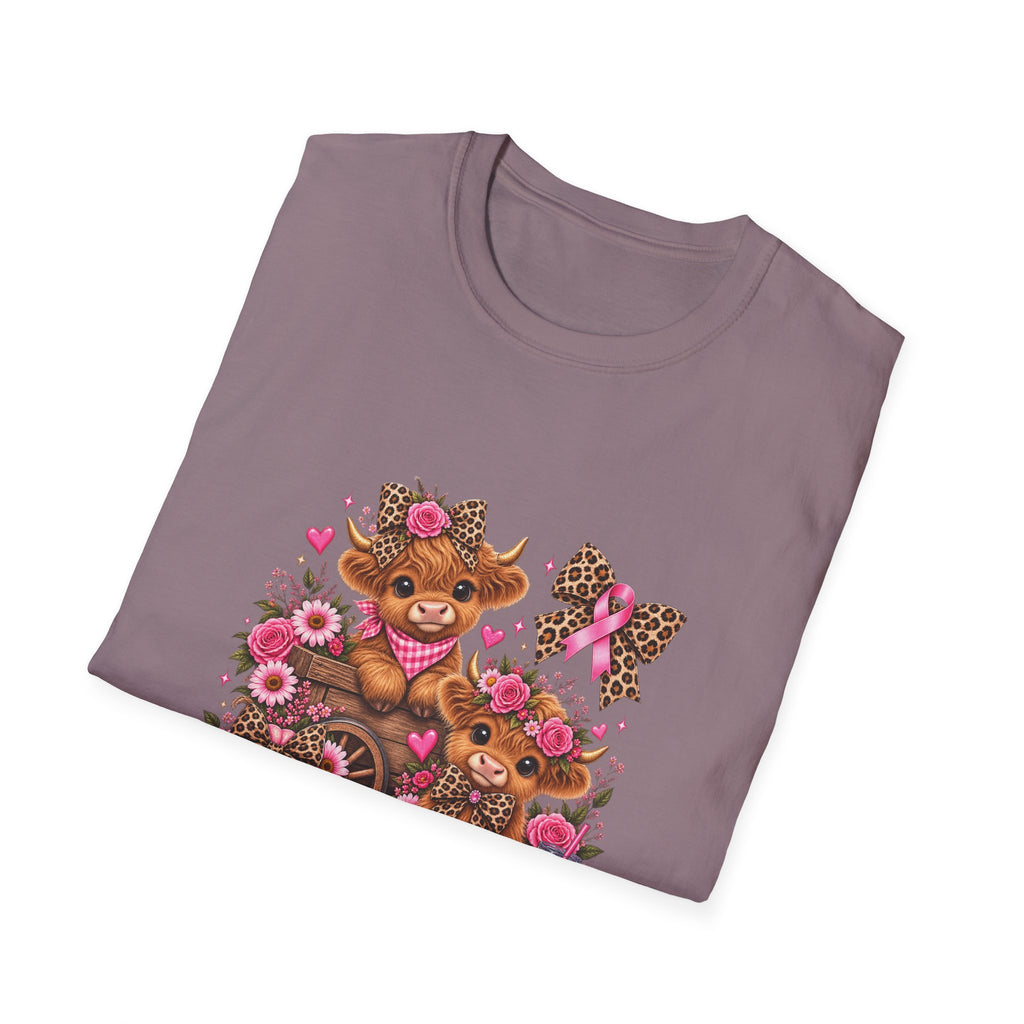 Breast Cancer Awareness Highland Cow T-Shirt