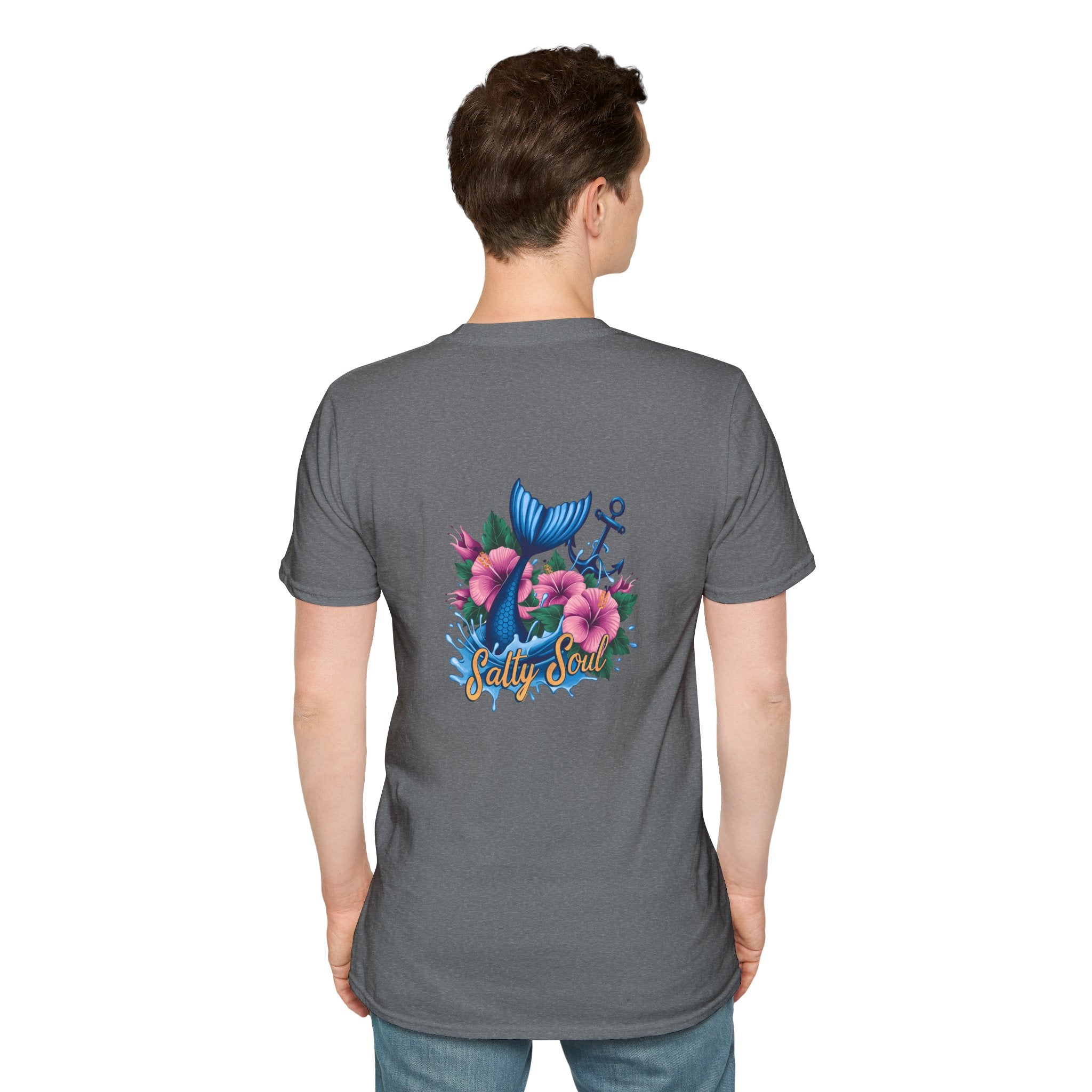 Salty Soul Mermaid Anchor Floral T-Shirt — Cute Beach Gift for Women Nautical Tee