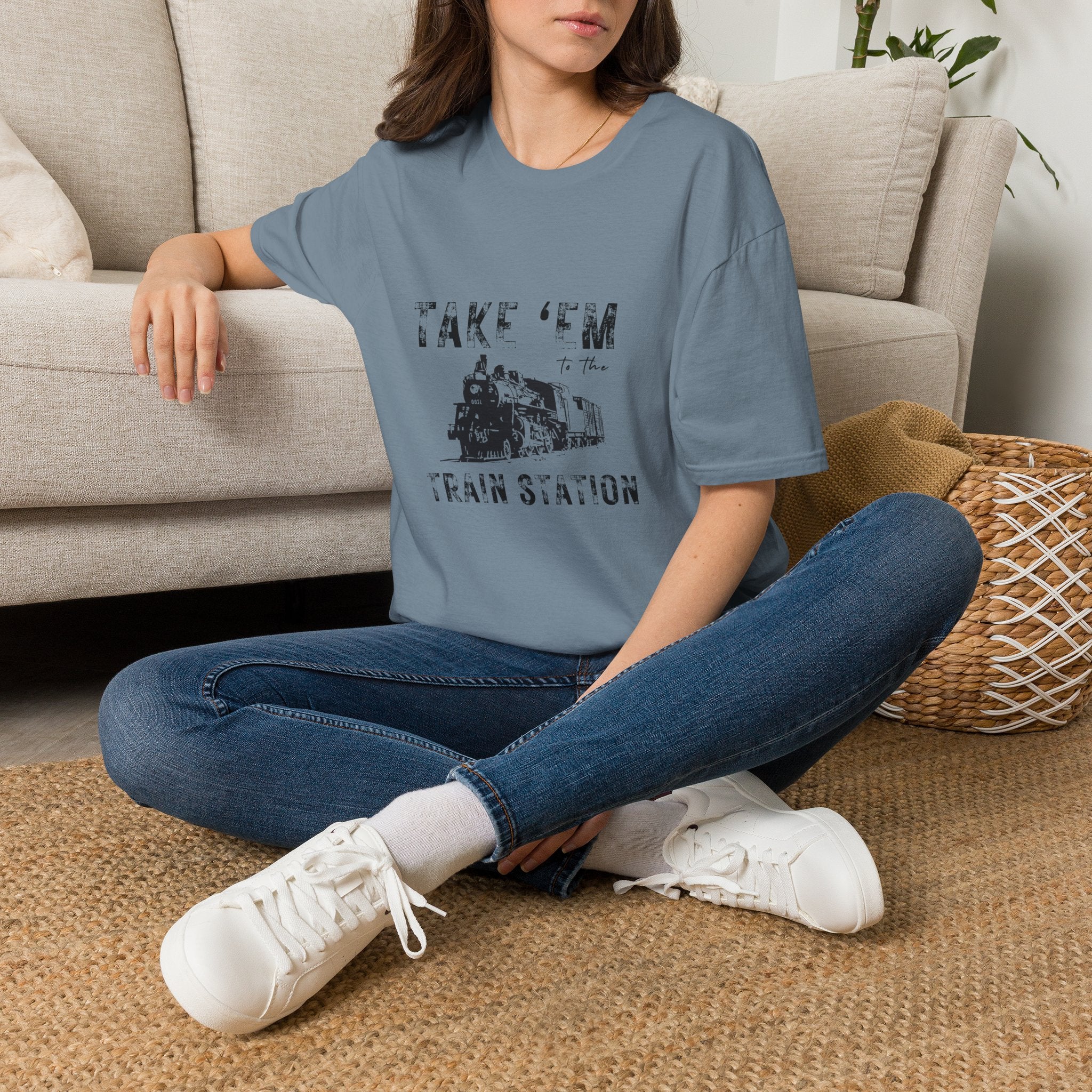 Take 'Em to the Train Station T-Shirt — Funny Sarcastic Gift Vintage Engine Graphic Tee