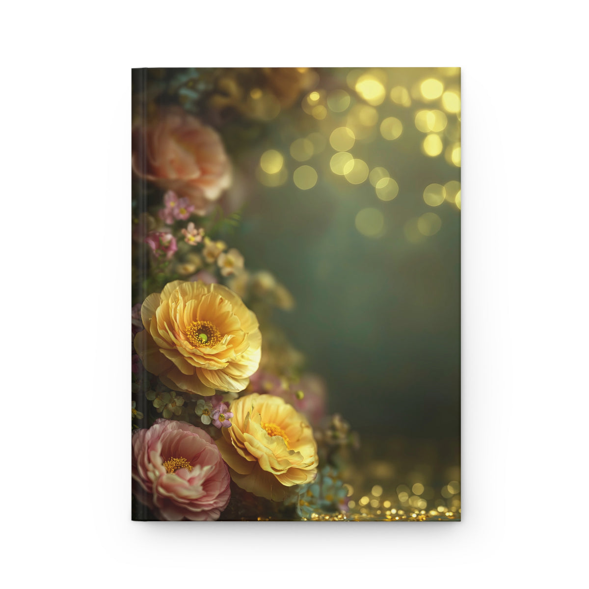 Floral Dream Hardcover Journal — Golden Ranunculus Notebook for Writing & Gifts