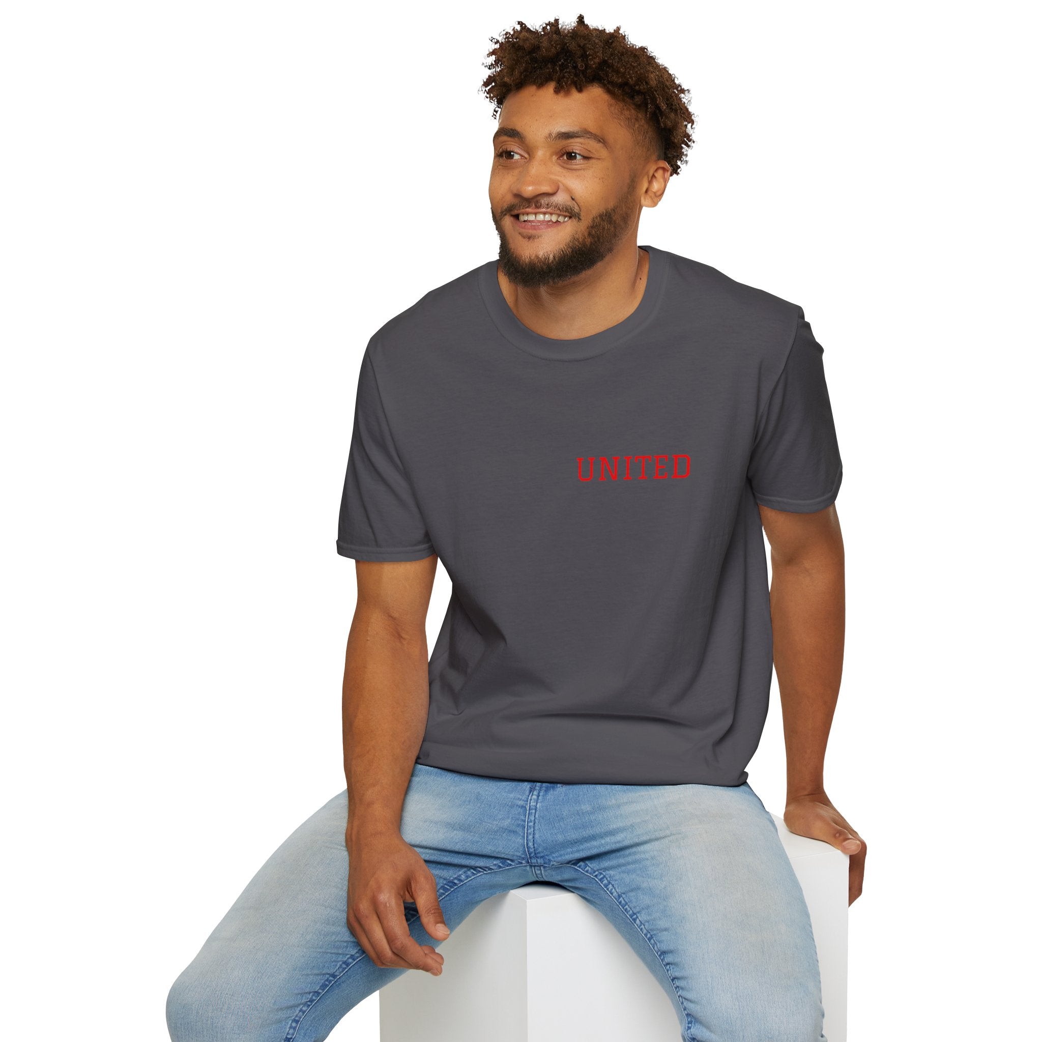 United American Flag T-Shirt — Patriotic Gift for Him Red Chest Graphic Tee