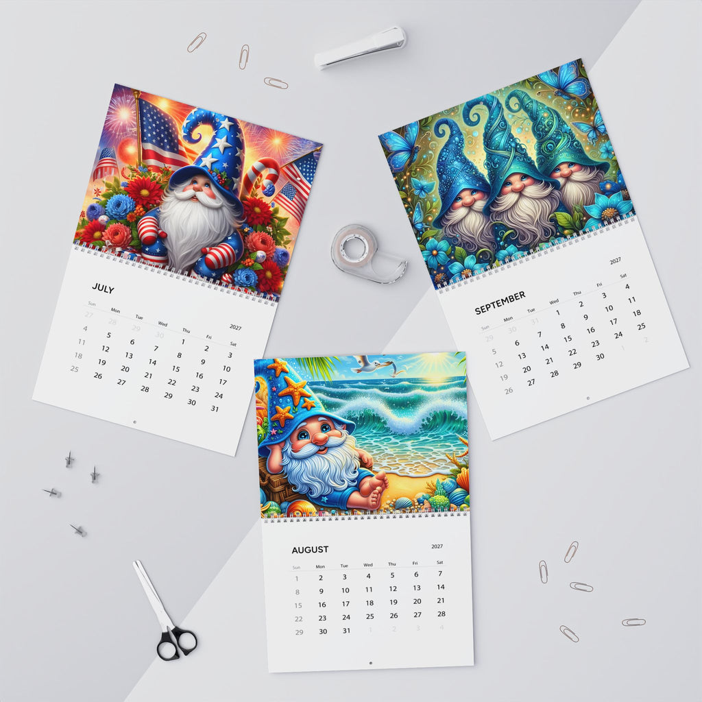 2027 Gnome Wall Calendar — Whimsical Nordic Gnome Art, 12-Month Wall Calendar