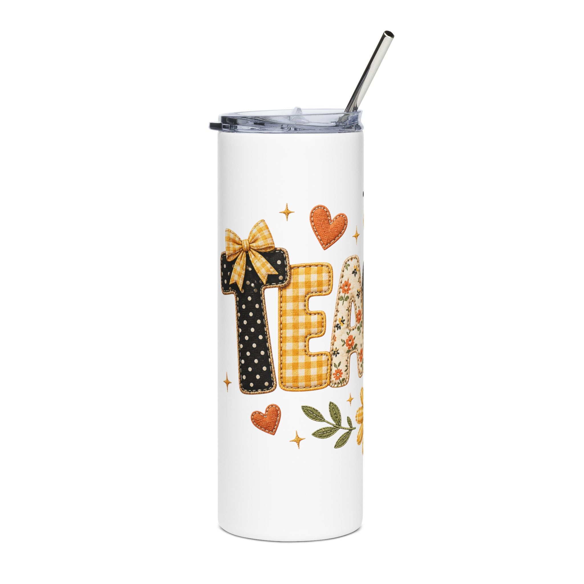 Cute Bee & Sunflower Teacher Tumbler — Cute Gift for Teachers 20oz Stainless Steel Cup