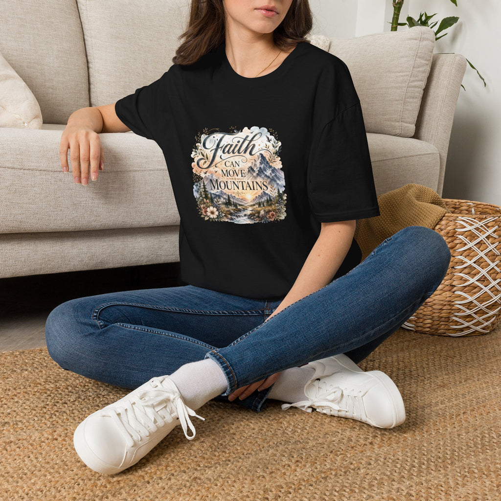 Faith Can Move Mountains T-Shirt Inspirational Christian Mountain Graphic Tee
