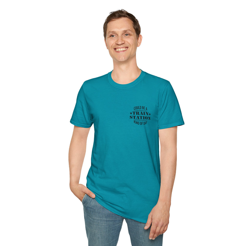 Could Be a Train Station Kind of Day T-Shirt — Funny Sarcastic Gift for Her Pocket Tee