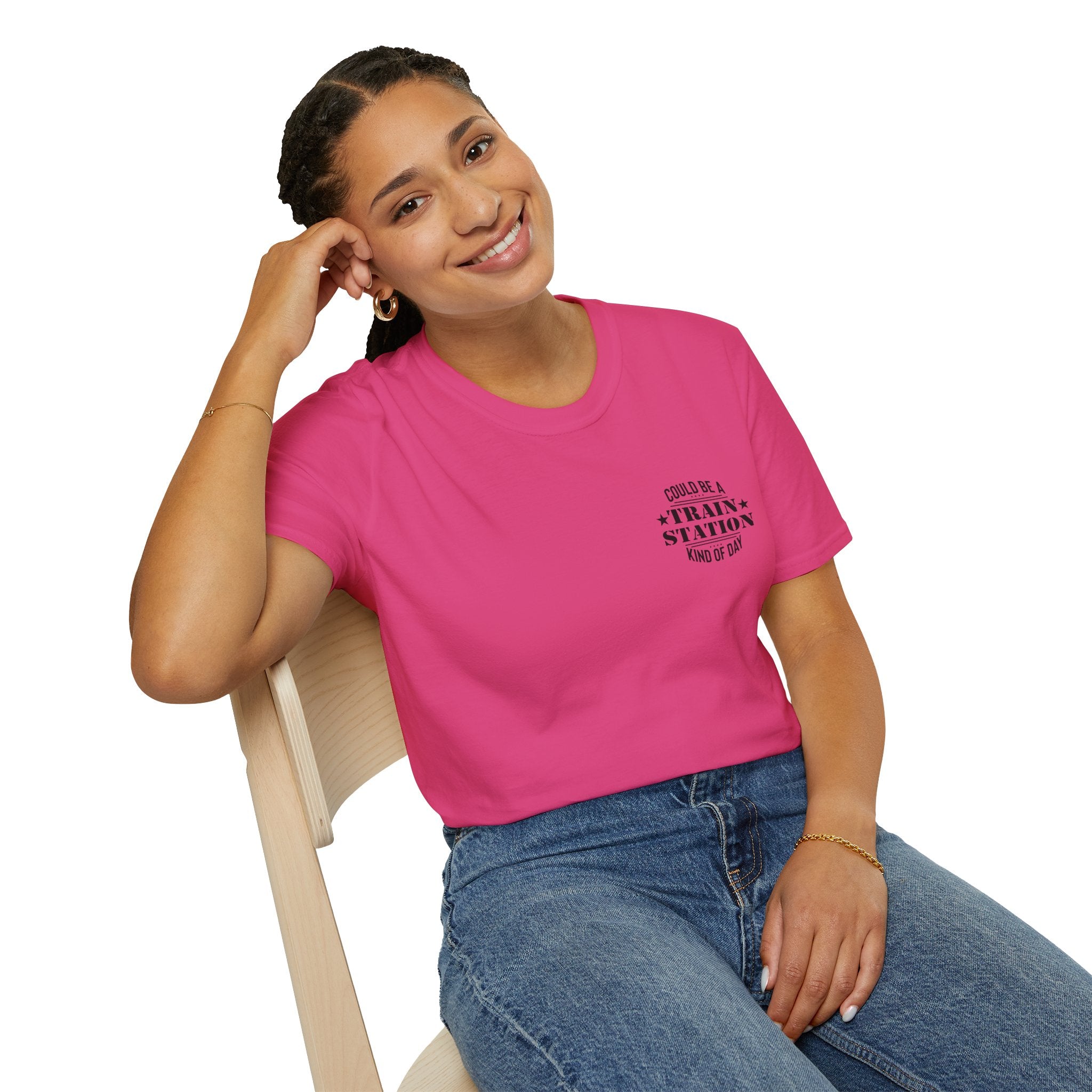 Could Be a Train Station Kind of Day T-Shirt — Funny Sarcastic Gift for Her Pocket Tee