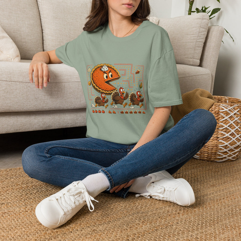 Retro Pie Monster T-Shirt — Funny Pac-Maze Dessert Gamer Tee