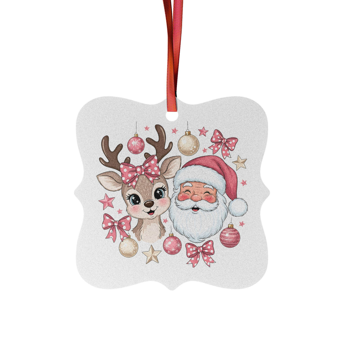 Santa Reindeer Aluminum Christmas Ornament Cute Holiday Tree Decoration