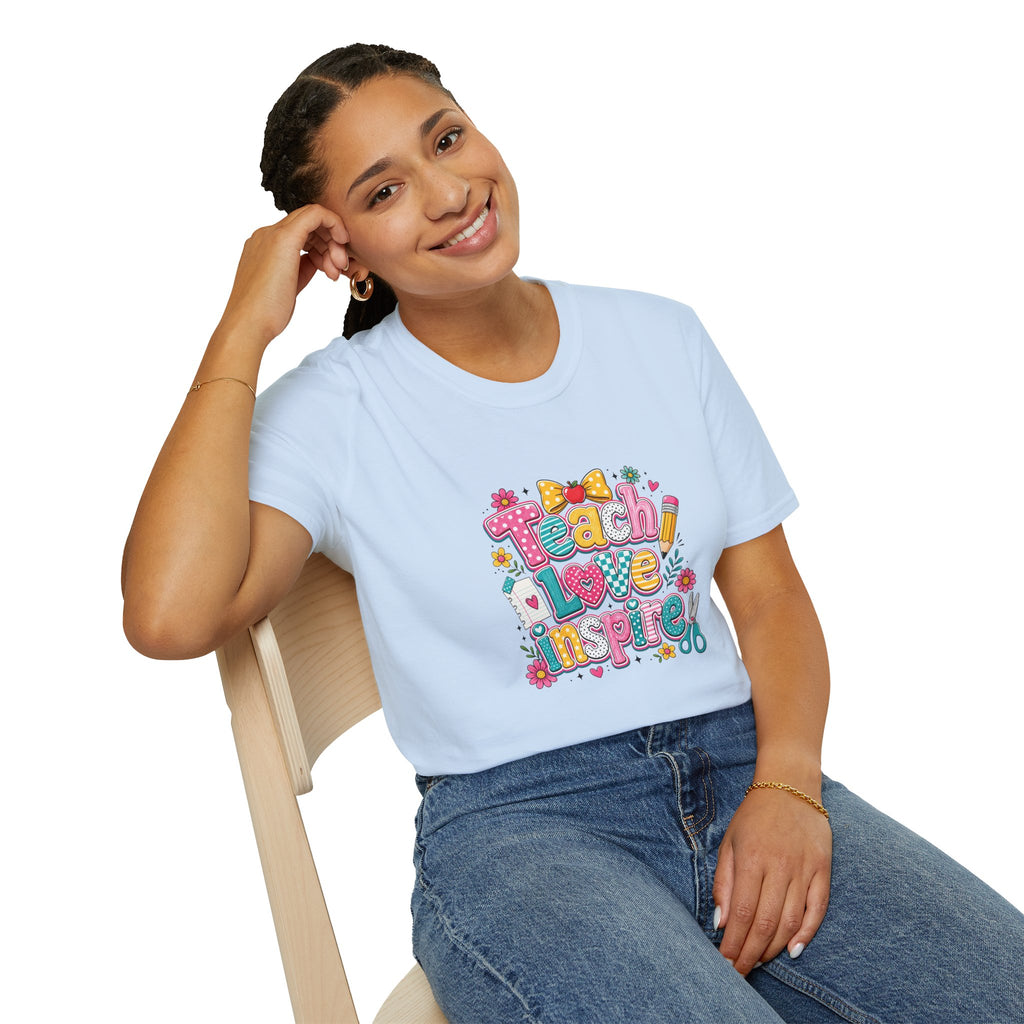 Teach Love Inspire T-Shirt — Cute Colorful Teacher Gift School Appreciation Tee